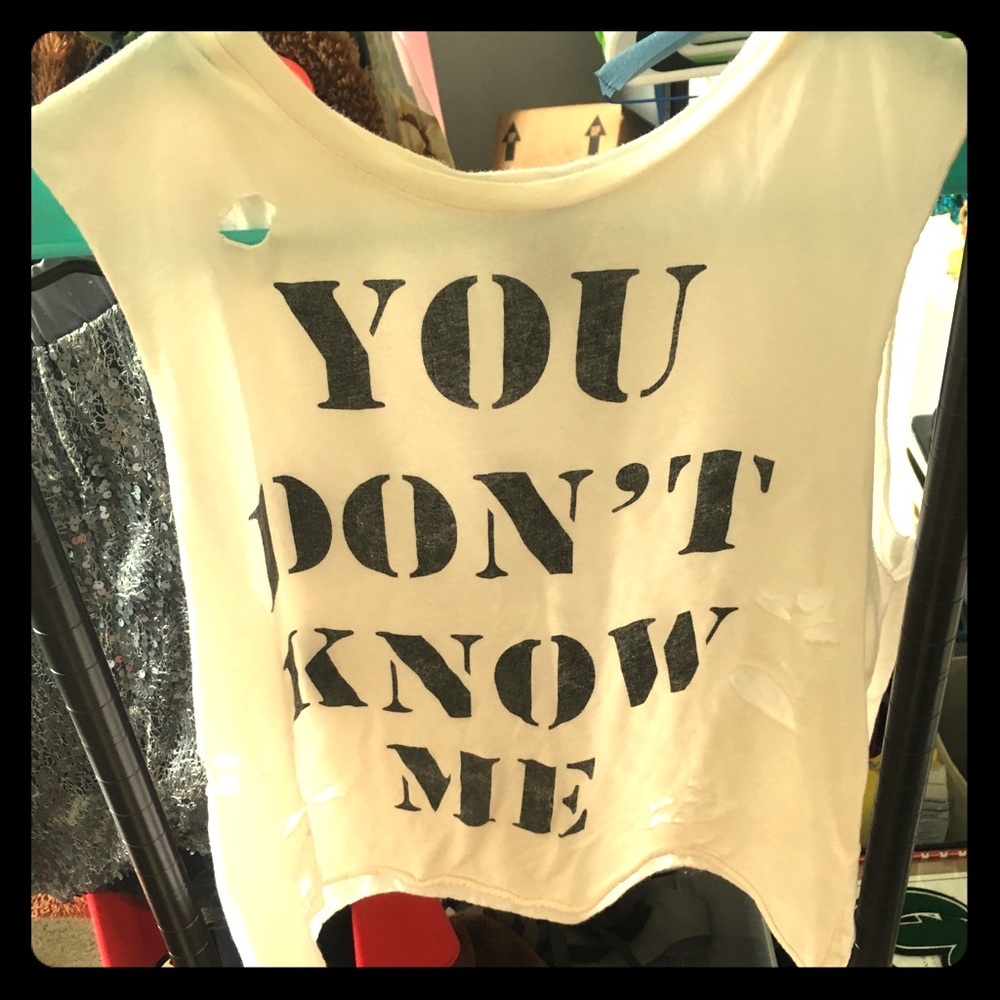 Wet Seal “You don’t know me” holes shirt